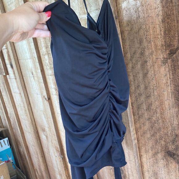 Express Body Contour Compression Ruched Bodysuit With Bra Cups-black - Picture 7 of 14